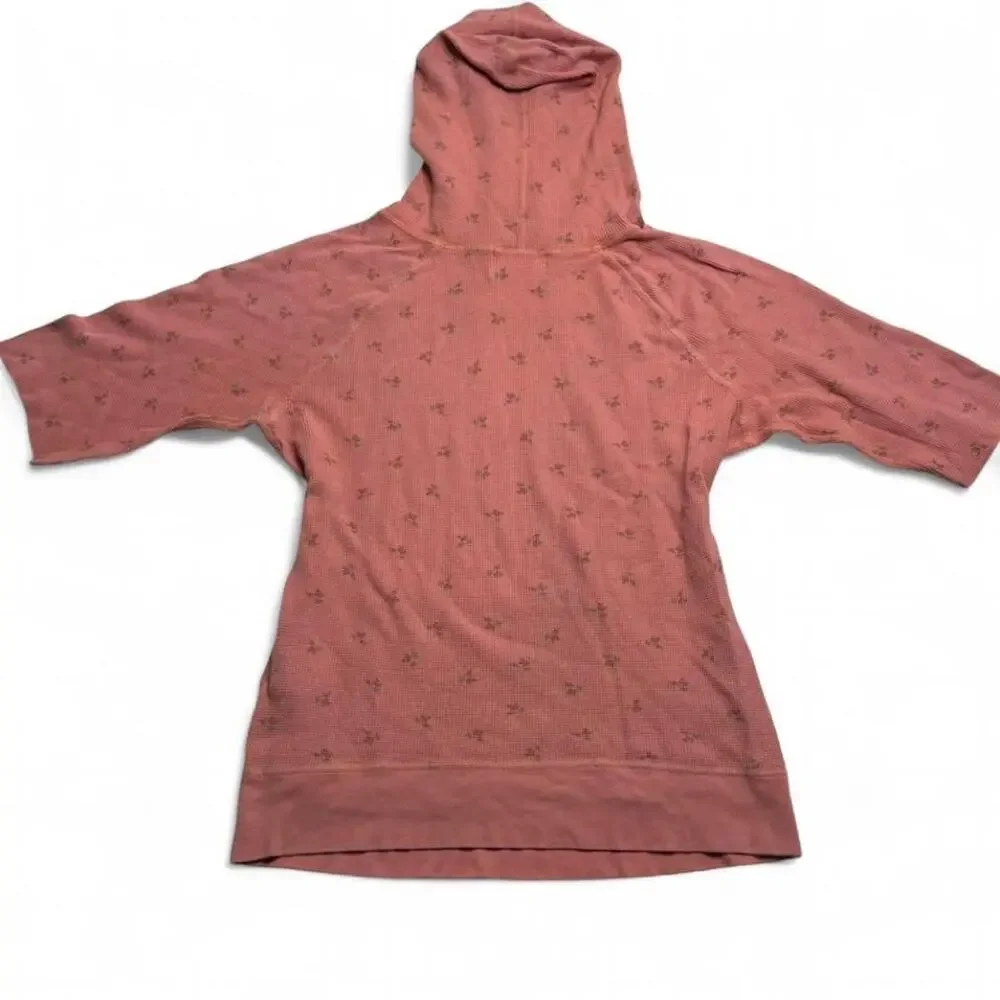 Juicy Couture pink Vintage Cotton floral hoodie 3/4 sleeve layering top Size L - Picture 6 of 8